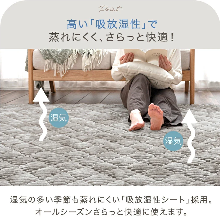 ［190×300］洗える ストライプ フランネル キルトラグ ホットカーペット対応 防菌 防臭 防ダニ 床暖房対応 滑り止め〔61300057〕 - Image 9