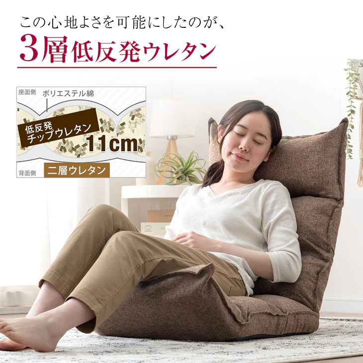 リクライニング座椅子 14段ギア 低反発 コンパクト オールシーズンOK！ ファブリック  ダリアン生地〔65170001〕 - Image 16