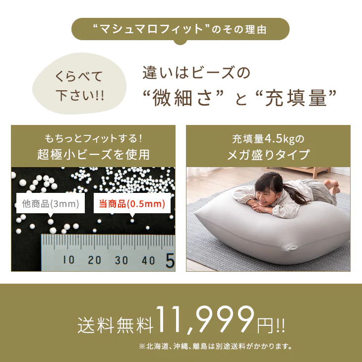 メガ盛 充填量4.5kg もちっとフィット ビーズクッション 洗えるカバー コンパクトソファ〔67300008〕 - Image 3