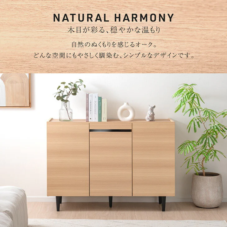 [幅120cm] キャビネット 完成品 扉付き 脚付 リビング収納 サイドボード 北欧 【超大型商品】〔71050015a〕 - Image 4
