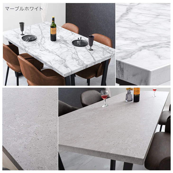 ［幅140cm］ダイニングテーブル 単品 4人掛け ストーン調 大理石調 長方形 おしゃれ【超大型商品】〔72600043〕 - Image 8