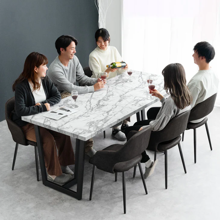 ［幅180cm］ダイニングテーブル 単品 6人掛け ストーン調 大理石調 長方形 おしゃれ【超大型商品】〔72600056〕 - Image 9