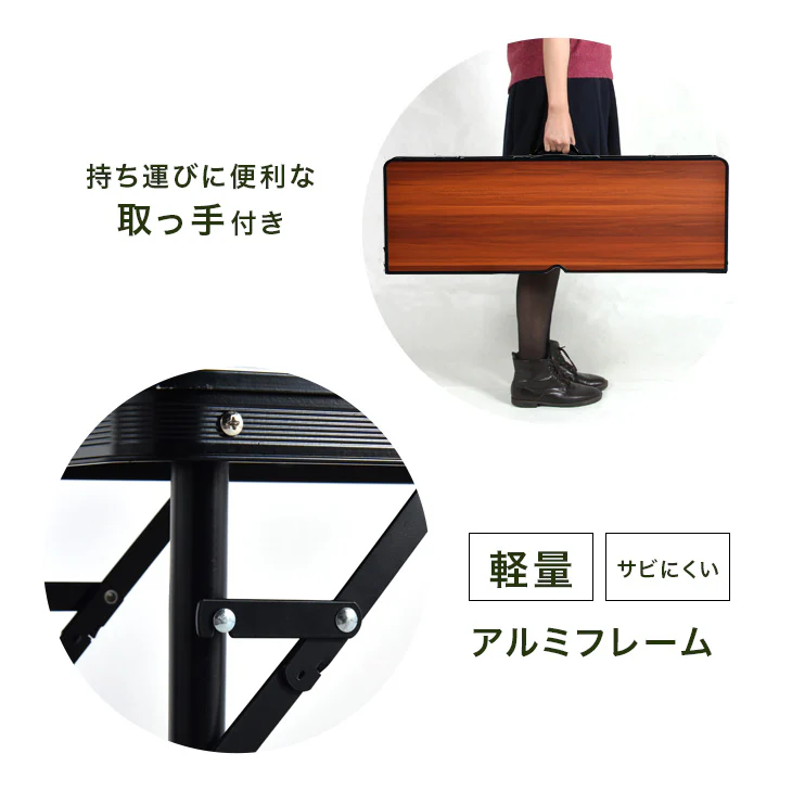アウトドアテーブル セット 折りたたみ 幅90cm ベンチ 2脚 3点セット レジャーテーブル 耐荷重160kg〔74100083〕 - Image 6