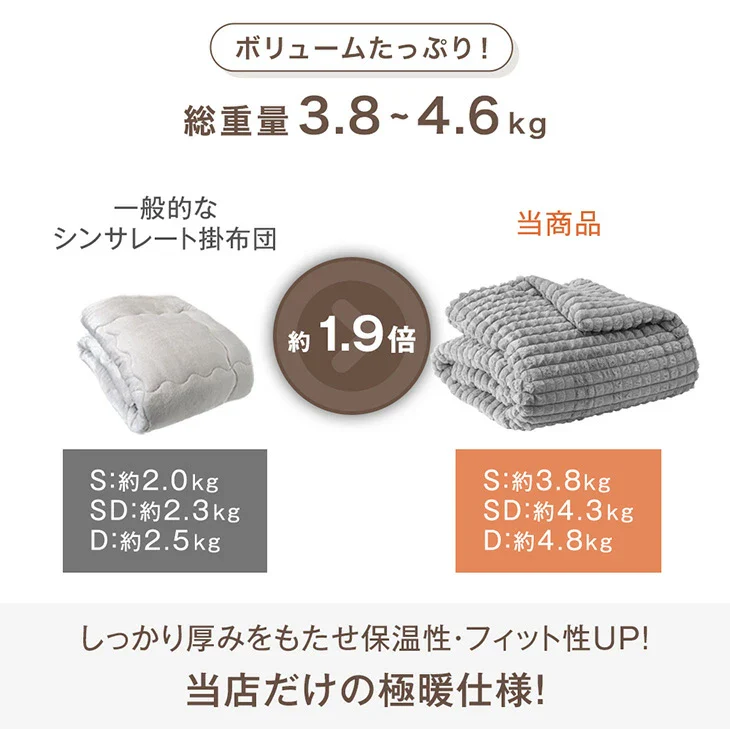 [ダブル] mocoair シンサレート 掛け布団 洗える 蓄熱 厚手 保湿 北欧〔80100161〕 - Image 5