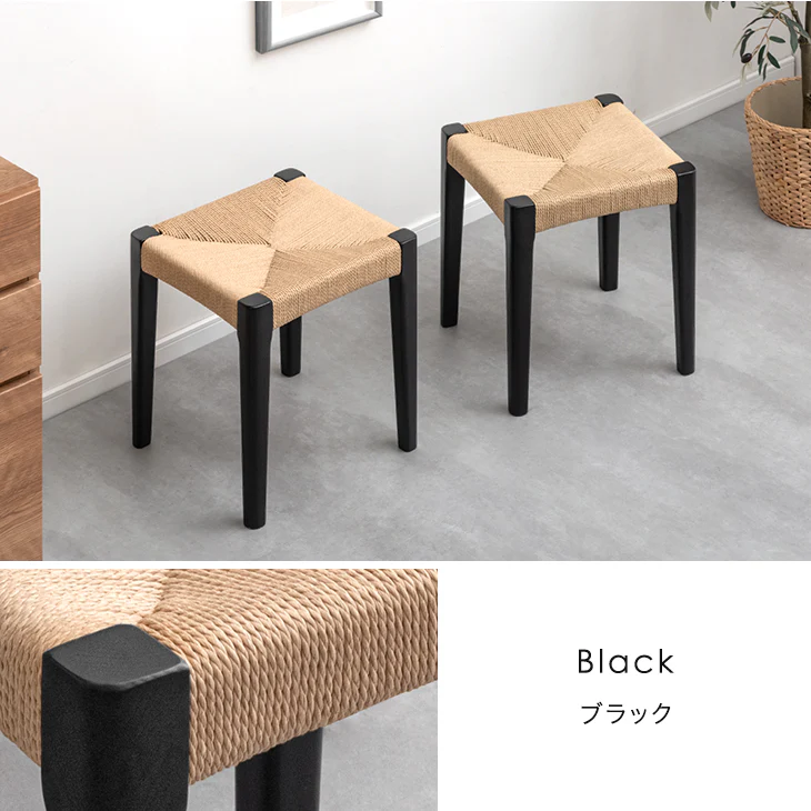 ［単脚］天然木アッシュ ダイニングチェア スツール 完成品 ペーパーコード スタッキング 木製〔80500040〕 - Image 19