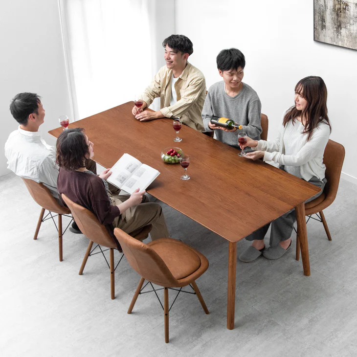 ［幅200］ダイニングテーブルセット 7点セット 6人掛け 天然木 アッシュ 長方形 北欧 レザー調 ダイニングチェア【玄関渡し】【超大型商品】〔99901170〕 - Image 4