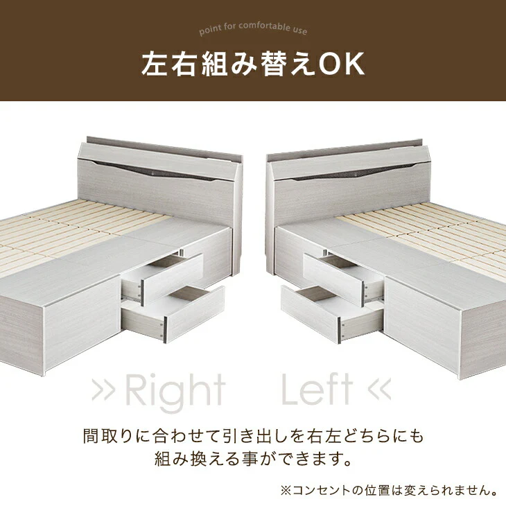 ［シングル］まるでタンスの収納力 大容量 収納付きベッド ベッドフレーム USB付き2口コンセント LEDライト【超大型商品】〔81200000a〕 - Image 4