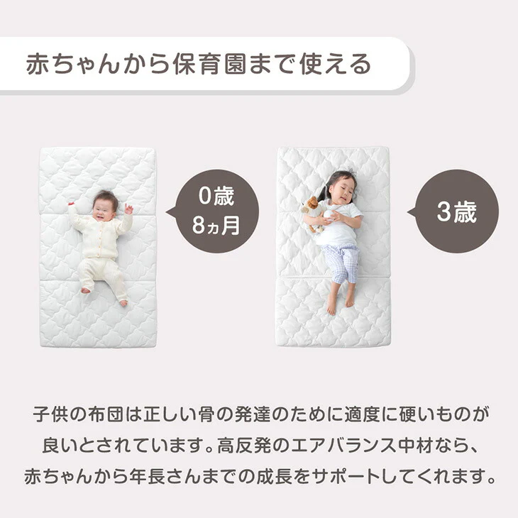 洗える ベビーマットレス 三つ折り 高反発 丸洗い 軽い コンパクト ベビーマット〔81901010〕 - Image 7