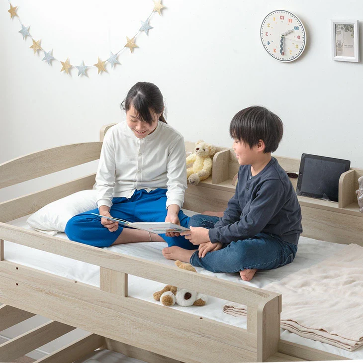 サイド宮付き 二段ベッド 照明&コンセント付 分離可能 シングル対応 2段ベッド 子供部屋【超大型商品】〔85800002〕 - Image 12