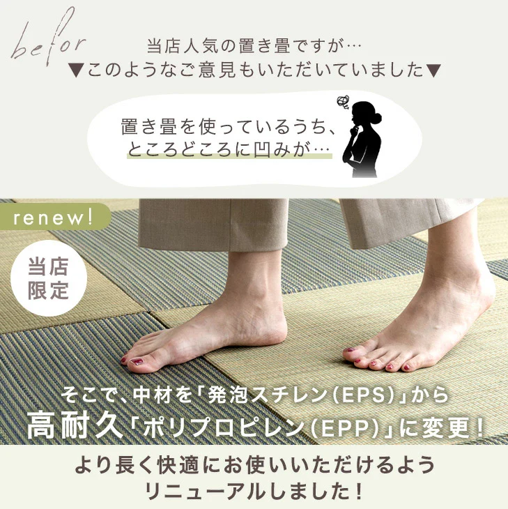 【8枚 厚み2.5cm 1.5畳用】敷くだけカンタン 置き畳 軽量 い草 抗菌 防臭 防音 滑り止め 床暖房対応 琉球畳 和室 賃貸〔86211501〕 - Image 6