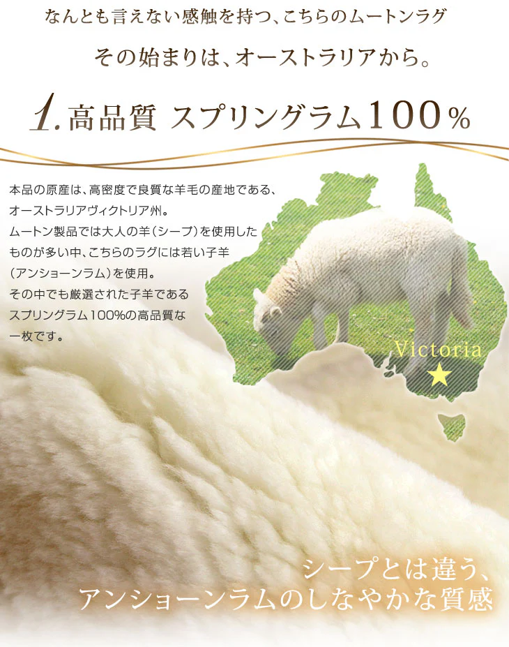 ムートンラグ 約180×270 日本製 厚手 抗菌 防ダニ 14匹物 洗濯できる〔87250042〕 - Image 8