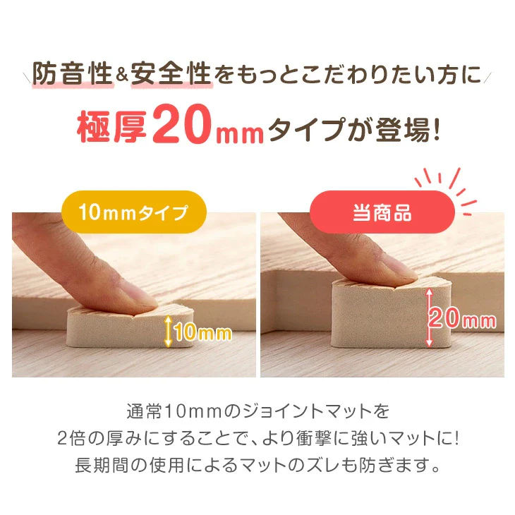 [12畳] 極厚20mm ヘリンボーン柄 木目調 ジョイントマット 大判 59cm 低ホル 抗菌 防臭 防音 洗える 断熱 床暖房対応 1級防音 サイドパーツ付〔99900114〕 - Image 3
