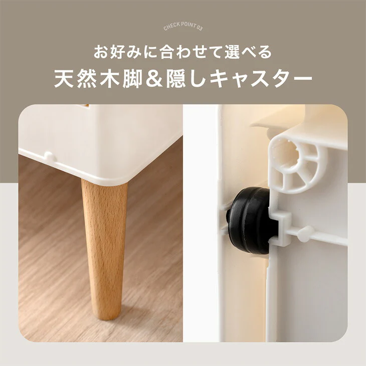 〔2段・100L〕5面開閉 収納ボックス お掃除ロボ対応 木脚 & キャスター付き 折りたたみ 〔99900650〕 - Image 12