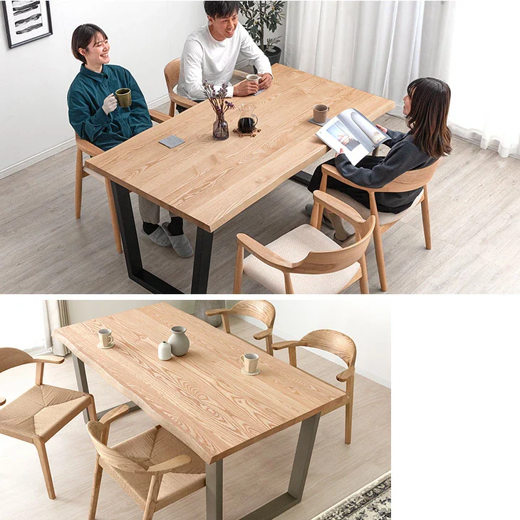 ［幅160］天然木 ダイニングテーブル 単品 4人掛け 長方形 木製 北欧 黒脚【玄関渡し】【超大型商品】〔80500038〕 - Image 14