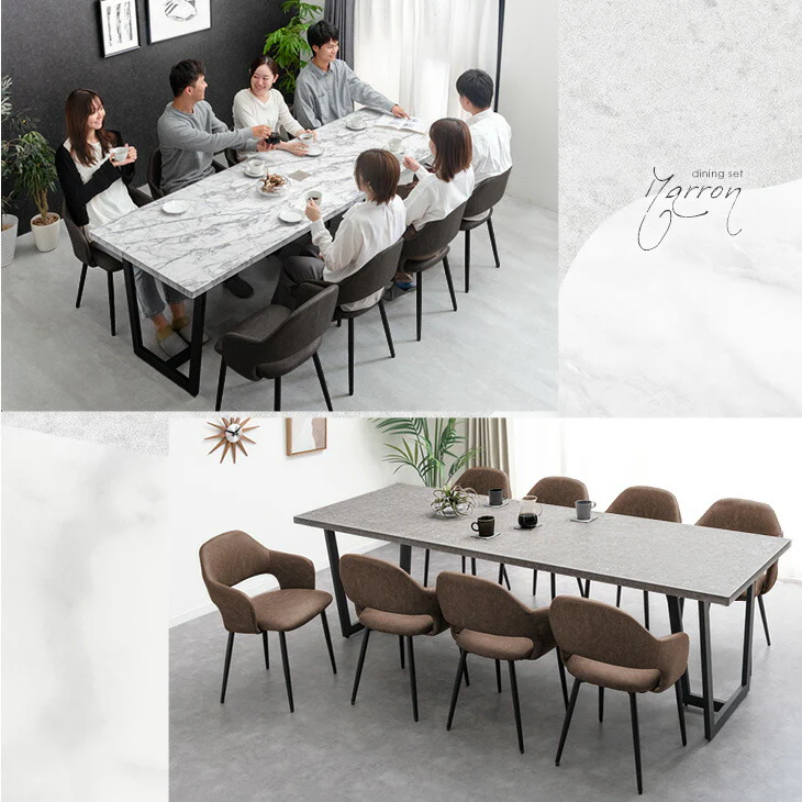 ［幅240cm］ダイニングテーブル 単品 8人掛け ストーン調 大理石調 長方形 おしゃれ【搬入設置込み】【超大型商品】〔99901182〕 - Image 5