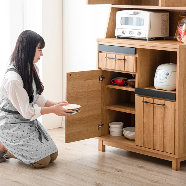 ［幅82］キッチンラック 大容量 カントリー調 大川家具 完成品 引き出し 木製 キッチンボード【搬入設置込み】【超大型商品】〔99901209〕 - Image 17