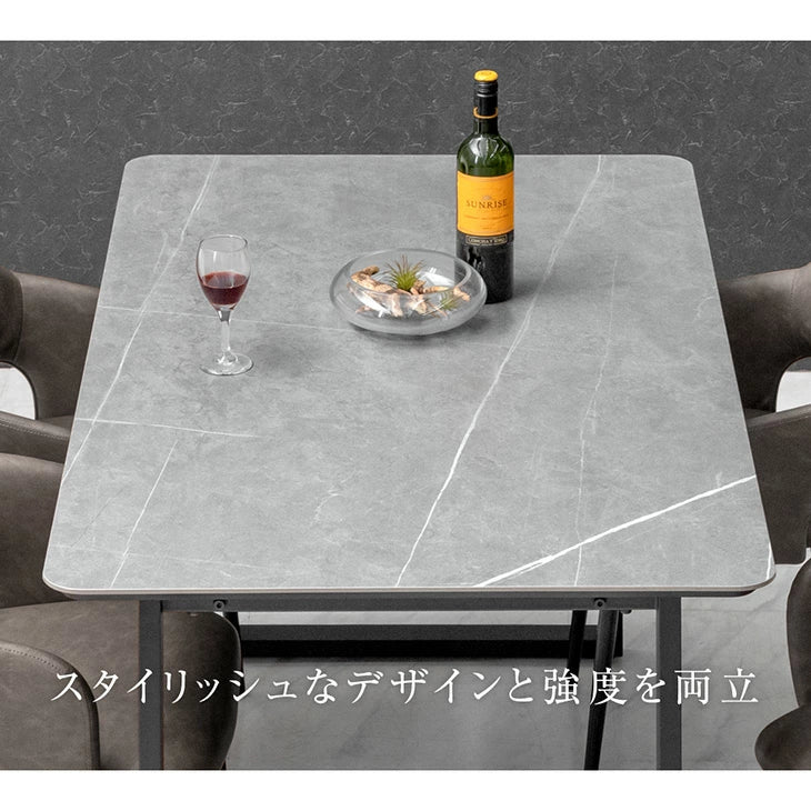 ［幅180］ダイニングテーブルセット 5点セット セラミック 4人掛け 大理石調  ヴィンテージ【玄関渡し】【超大型商品】〔99994530〕 - Image 10